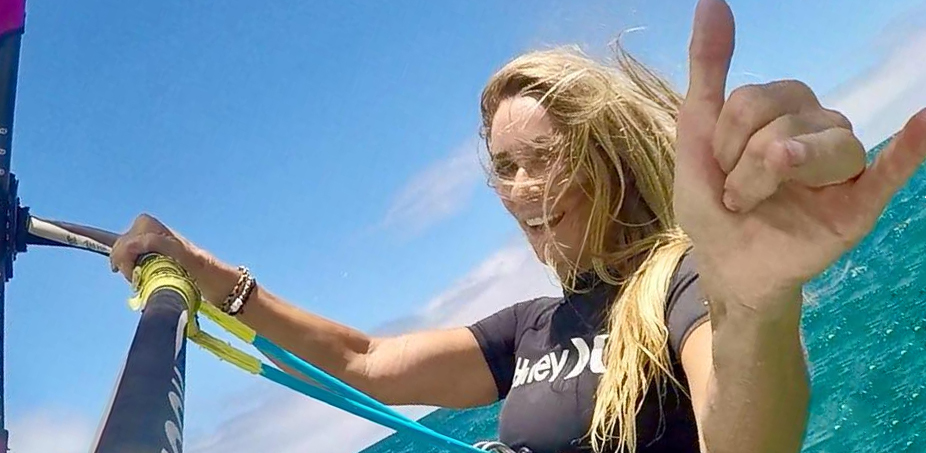 Paula sailing with the Ride Engine Windsurfing Harness